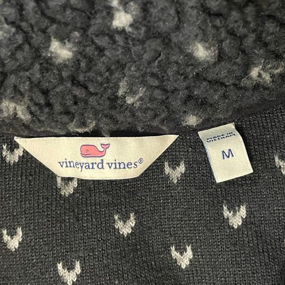 Vineyard Vines Pullover Sherpa Fleece Sweater Birdseye Women's Size M Black Gray - Picture 10 of 16